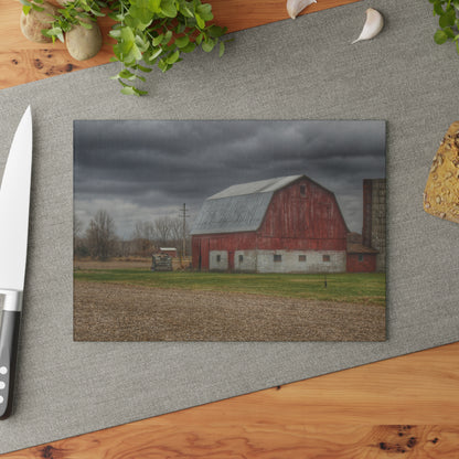 U R There Photography Murray Road Red Rustic Farmhouse Tempered-Glass Cutting Board