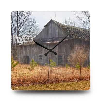 U R There Photography Leix Road Forgotten Grey I Rustic Farmhouse Acrylic Analog Wall Clock