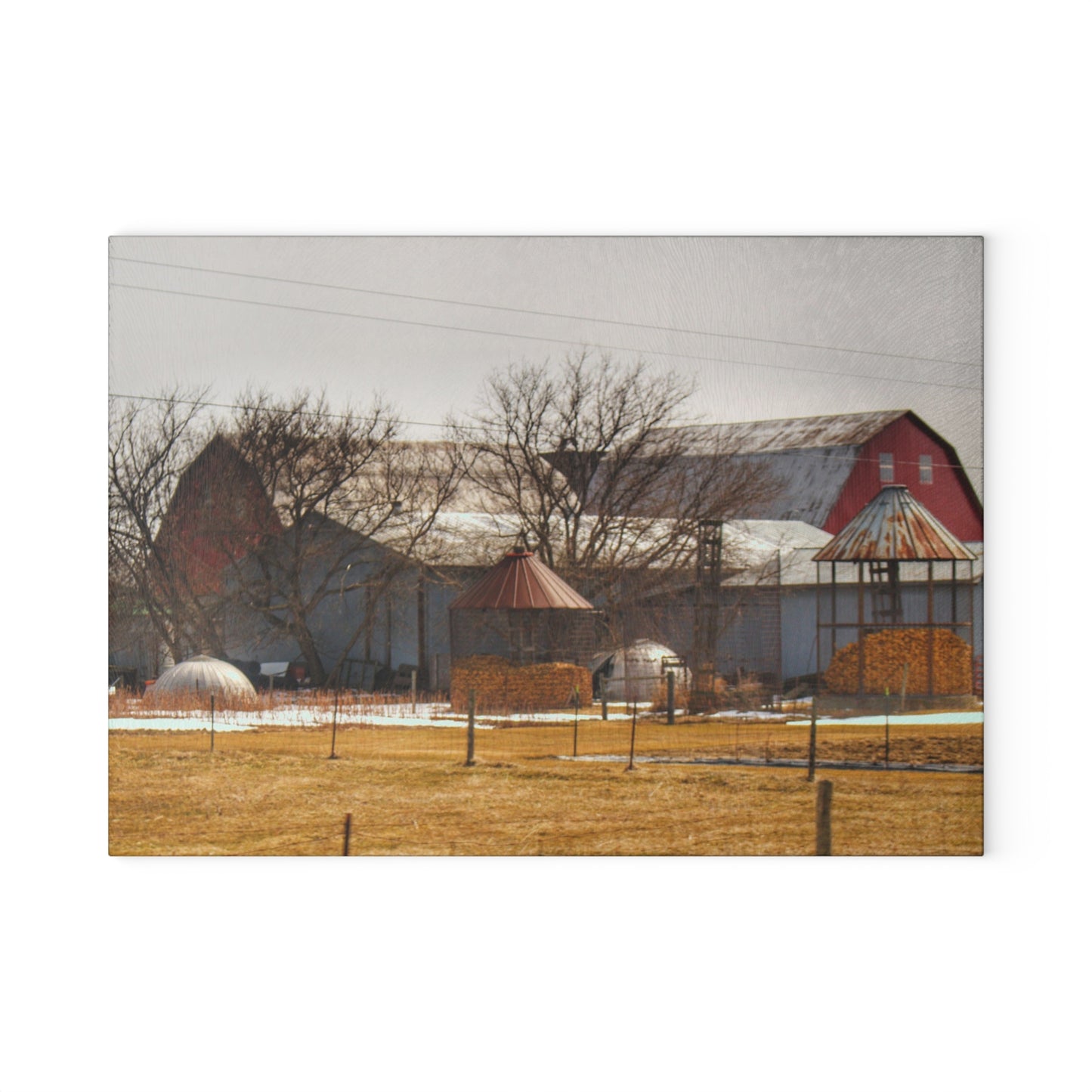 U R There Photography Hidden Red Rustic Farmhouse Tempered-Glass Cutting Board