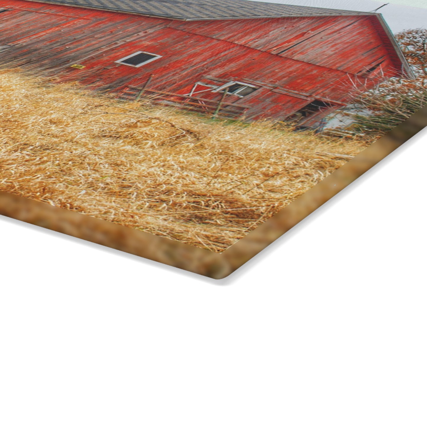 U R There Photography Harrington Road Red Rustic Farmhouse Tempered-Glass Cutting Board