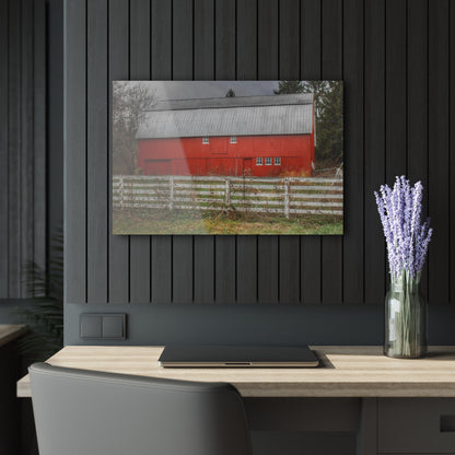 U R There Photography Corralled Red Rustic Farmhouse Acrylic Wall Print