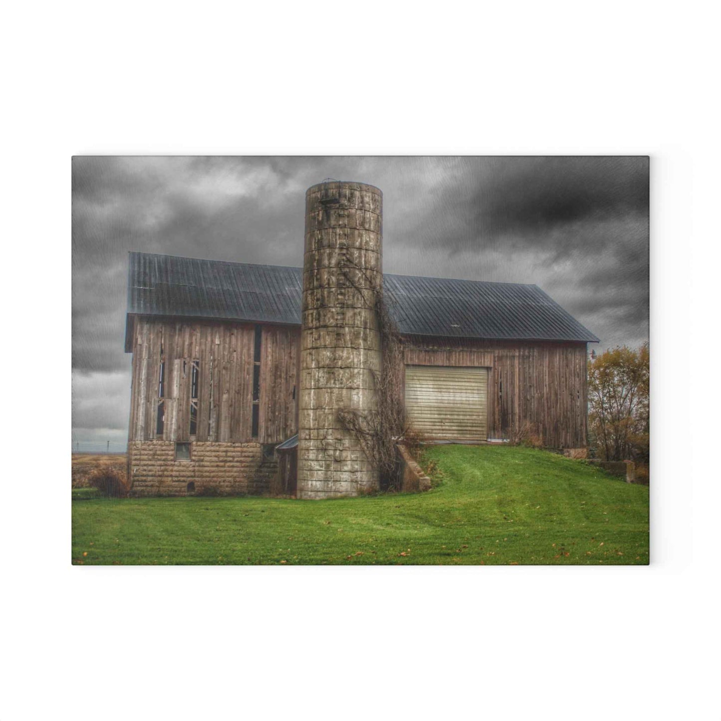 U R There Photography Gilford Grey I Rustic Farmhouse Tempered-Glass Cutting Board