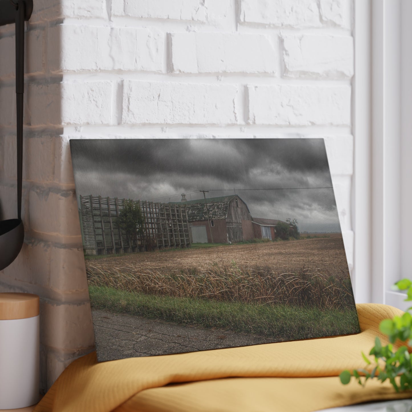 U R There Photography Weaver Road Brown I Rustic Farmhouse Tempered-Glass Cutting Board