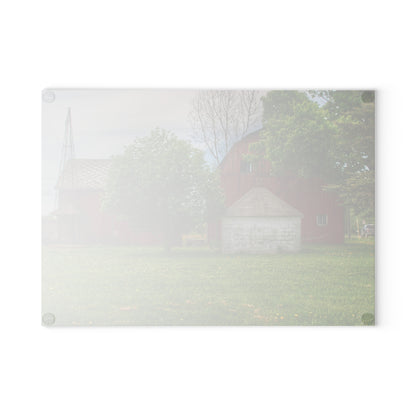 U R There Photography Roods Lake Road Red I Rustic Farmhouse Tempered-Glass Cutting Board