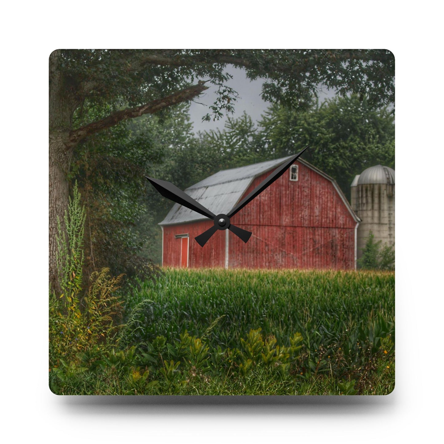 U R There Photography Mayville Lapeer Road Red Rustic Farmhouse Acrylic Analog Wall Clock
