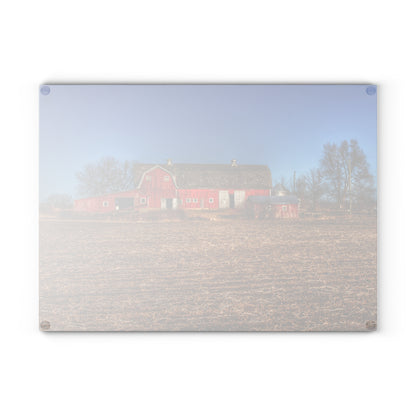 U R There Photography Rochester Road Red II Rustic Farmhouse Tempered-Glass Cutting Board