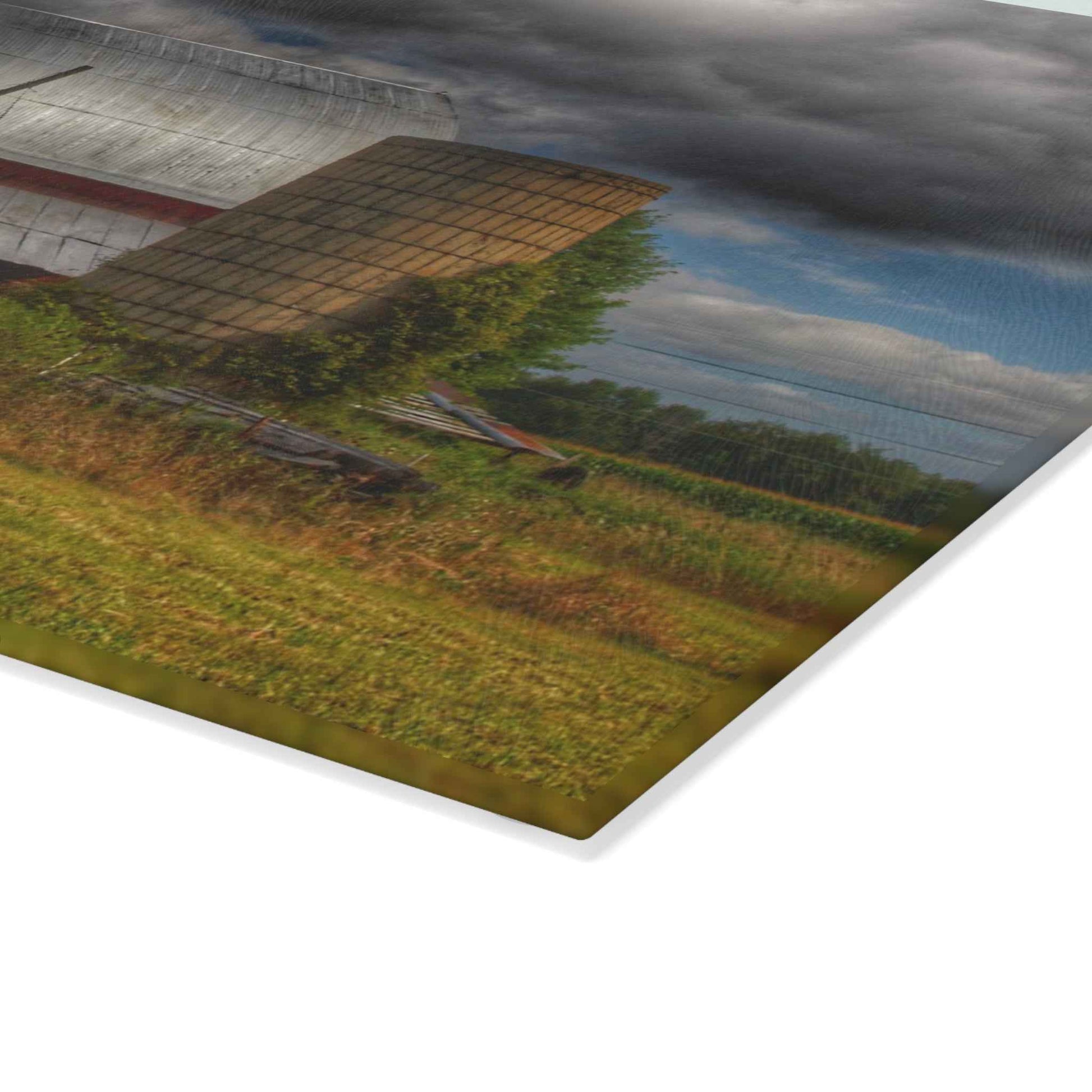 U R There Photography Valentine Road Red I Rustic Farmhouse Tempered-Glass Cutting Board
