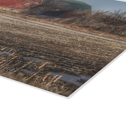 U R There Photography Bowers Road Goodland Red Rustic Farmhouse Tempered-Glass Cutting Board