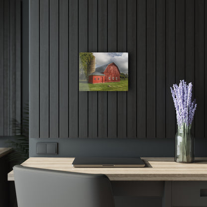 U R There Photography Hollow Corners Red and Silo Rustic Farmhouse Acrylic Wall Print