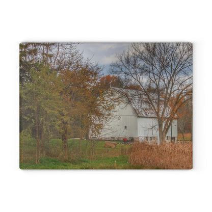 U R There Photography East Oakwood White Rustic Farmhouse Tempered-Glass Cutting Board