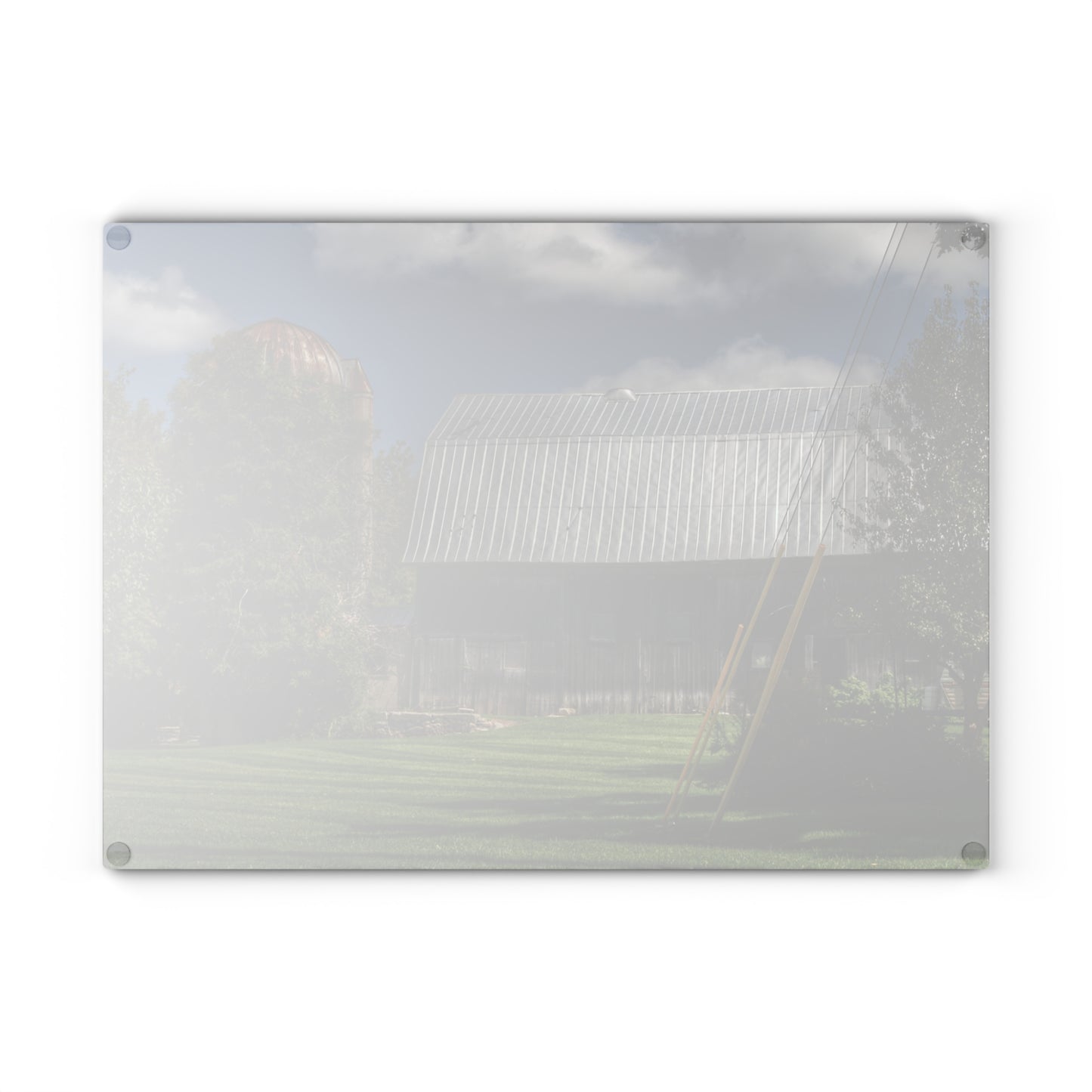 U R There Photography Ludwig Road Summer Grey and Silo Rustic Farmhouse Tempered-Glass Cutting Board