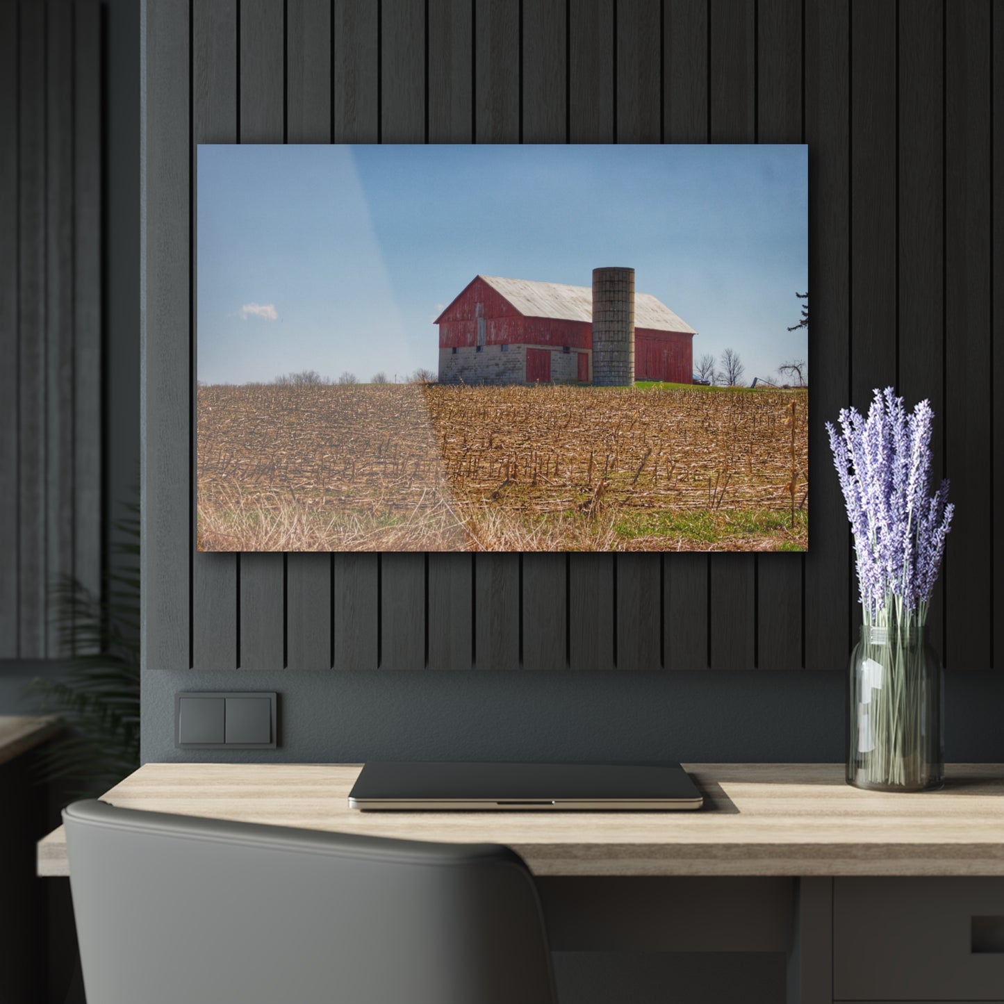 U R There Photography Lee Hill Road Block Red Rustic Farmhouse Acrylic Wall Print