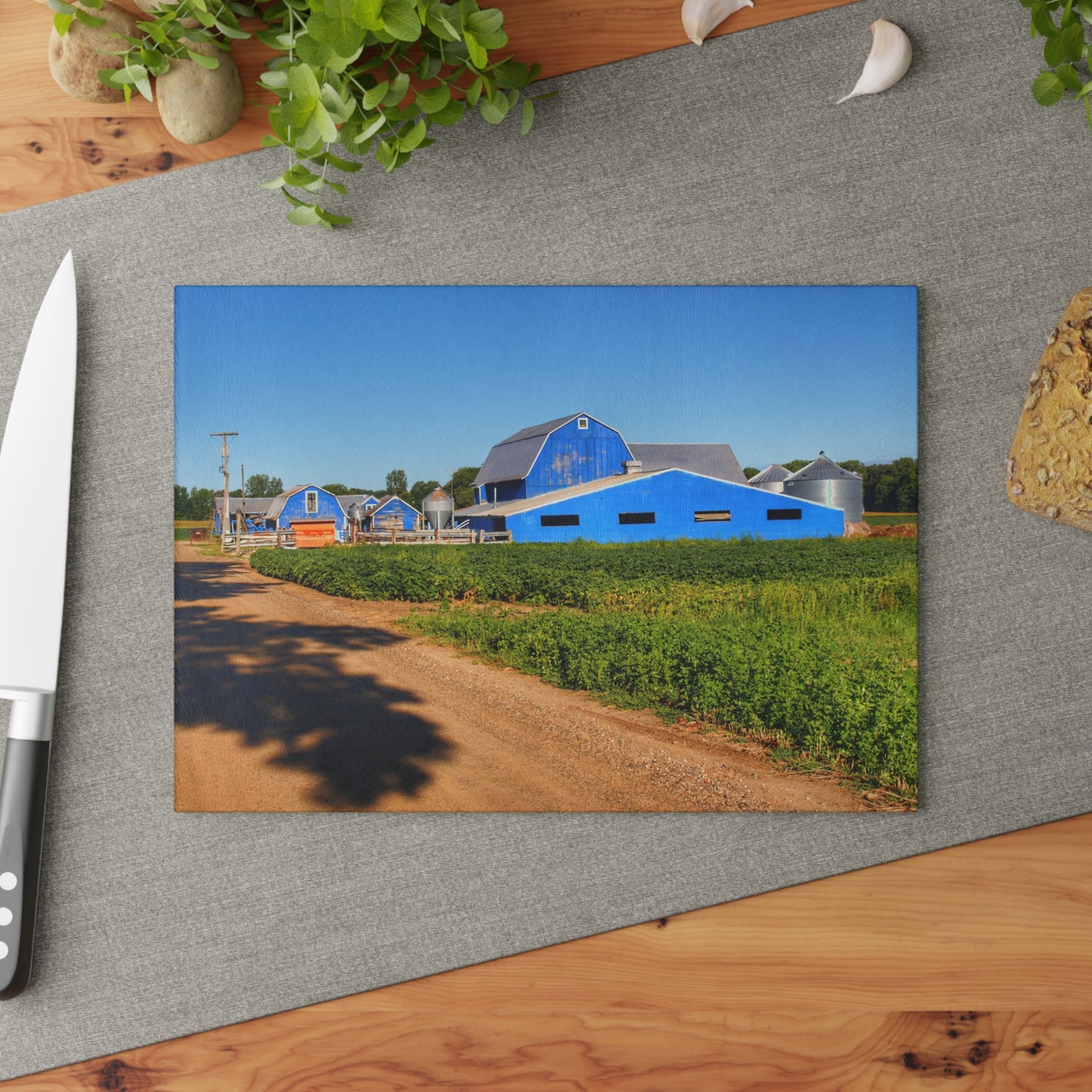 U R There Photography Kidder Road Blues I Rustic Farmhouse Tempered-Glass Cutting Board