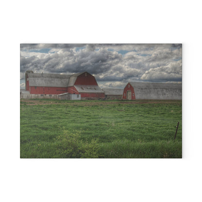 U R There Photography Northern Sandusky Reds Rustic Farmhouse Tempered-Glass Cutting Board