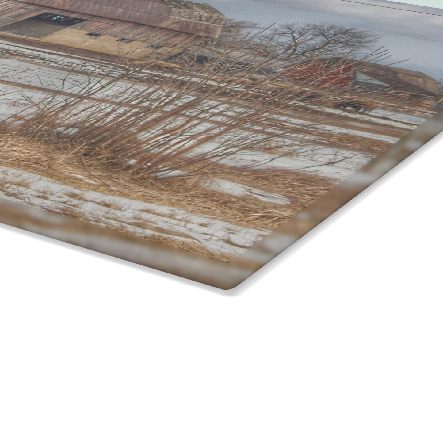 U R There Photography Babcock Road Red Rustic Farmhouse Tempered-Glass Cutting Board