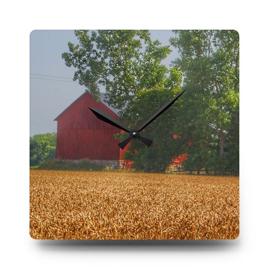 Tubspring Road Hidden Red Rustic Farmhouse Acrylic Analog Wall Clock 10.75'' × 10.75'' (Square)
