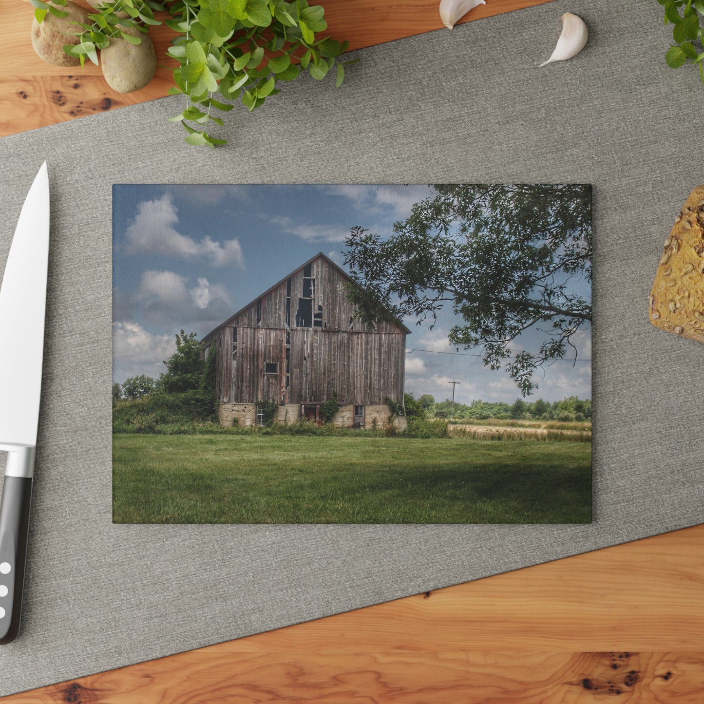 U R There Photography Bohms Road Grey I Rustic Farmhouse Tempered-Glass Cutting Board