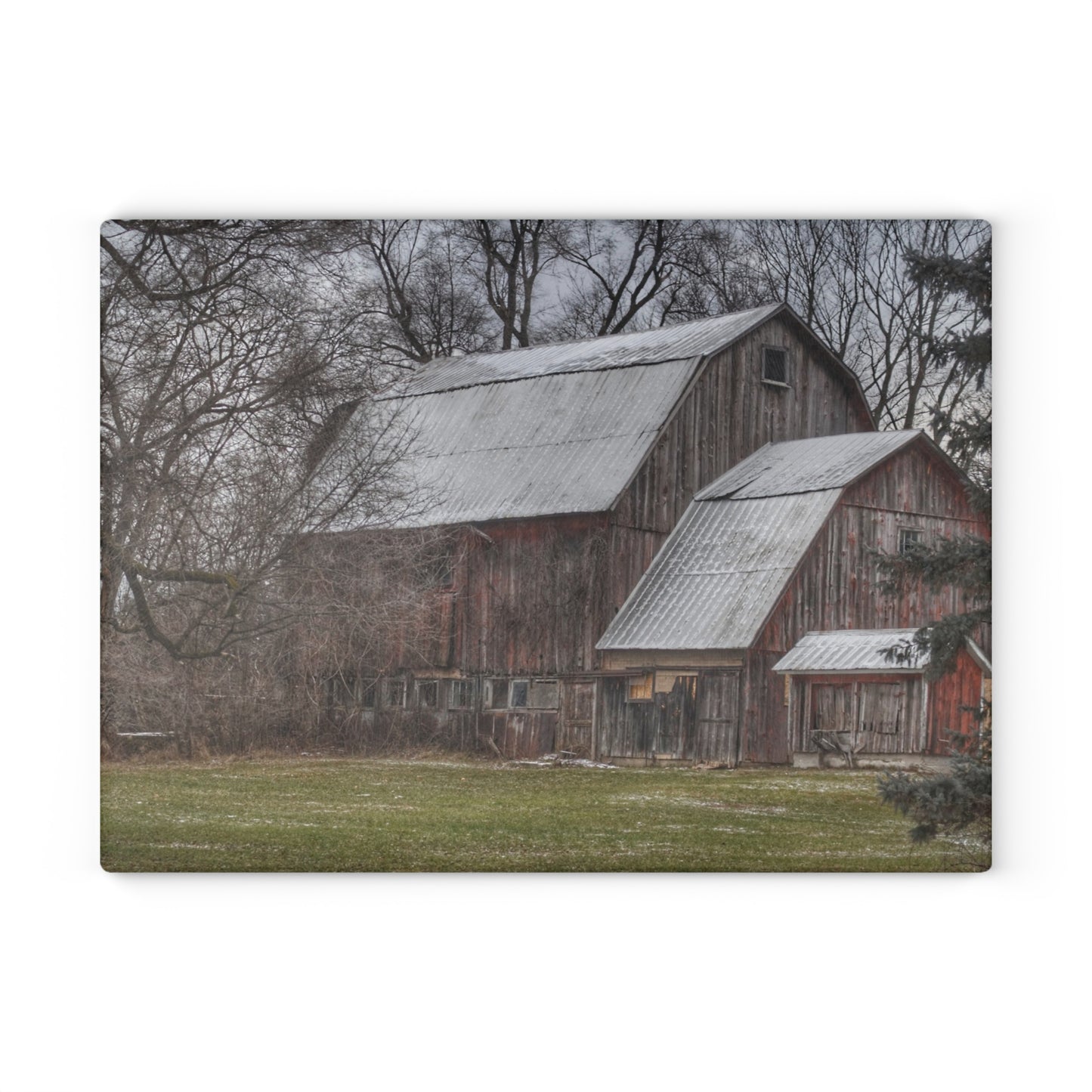 U R There Photography Hennessey Road Grey Rustic Farmhouse Tempered-Glass Cutting Board