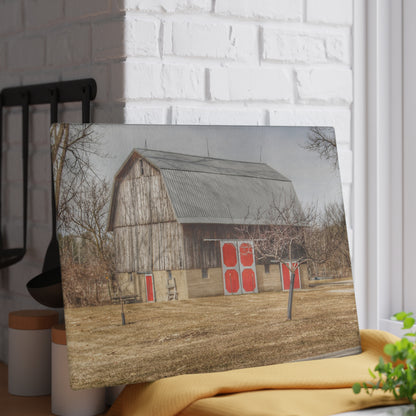 U R There Photography Sheridan Road Grey Rustic Farmhouse Tempered-Glass Cutting Board