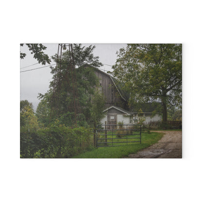 U R There Photography Noble Road Hidden Grey Rustic Farmhouse Tempered-Glass Cutting Board
