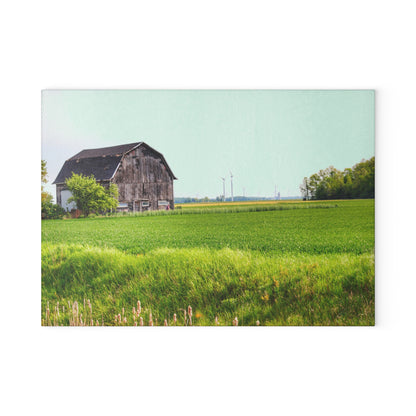 U R There Photography North Graf Road Old Grey Rustic Farmhouse Tempered-Glass Cutting Board