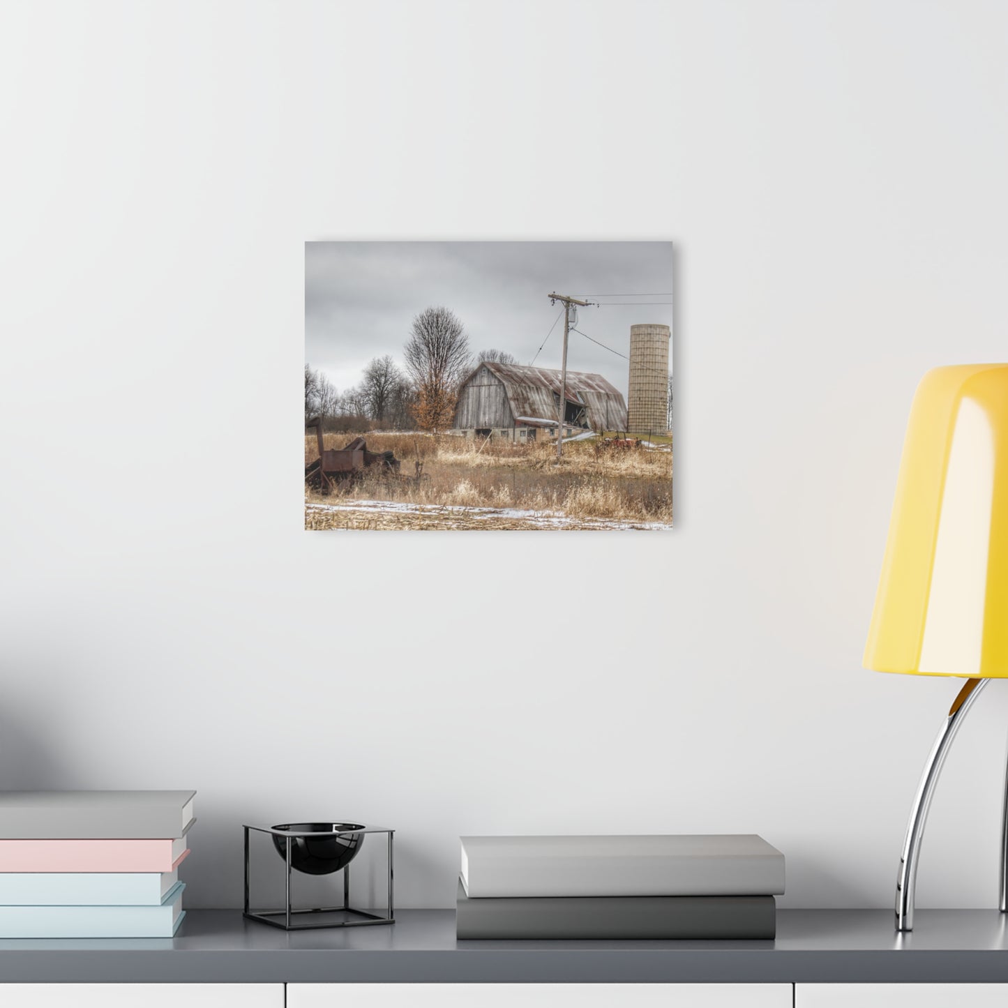 U R There Photography Norway Lake Road Grey Rustic Farmhouse Acrylic Wall Print