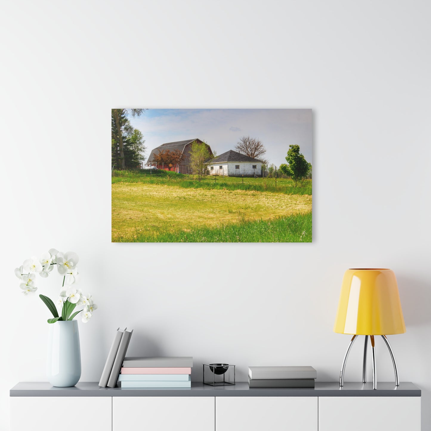 U R There Photography Colwood Hidden Red and Little White Rustic Farmhouse Acrylic Wall Print