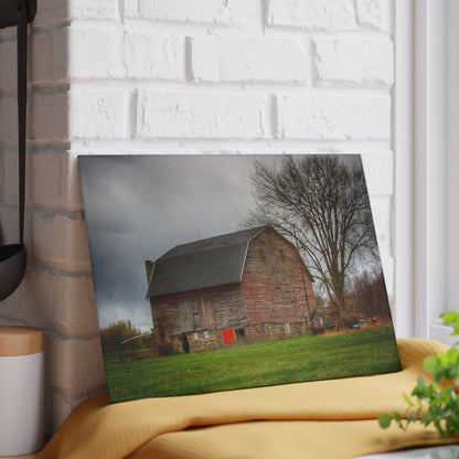 U R There Photography Ashley Drive Fieldstone Red Rustic Farmhouse Tempered-Glass Cutting Board