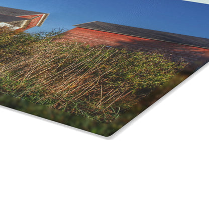 U R There Photography Clarkston Road Red II Rustic Farmhouse Tempered-Glass Cutting Board