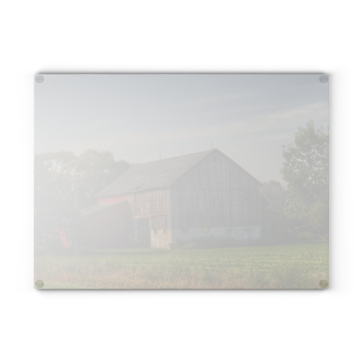 U R There Photography Pigeon Grey Saltbox Rustic Farmhouse Tempered-Glass Cutting Board