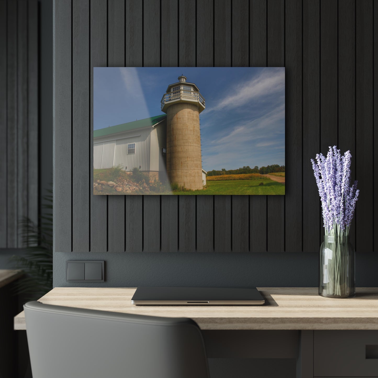 U R There Photography Phelps Road Lighthouse Barn II Rustic Farmhouse Acrylic Wall Print