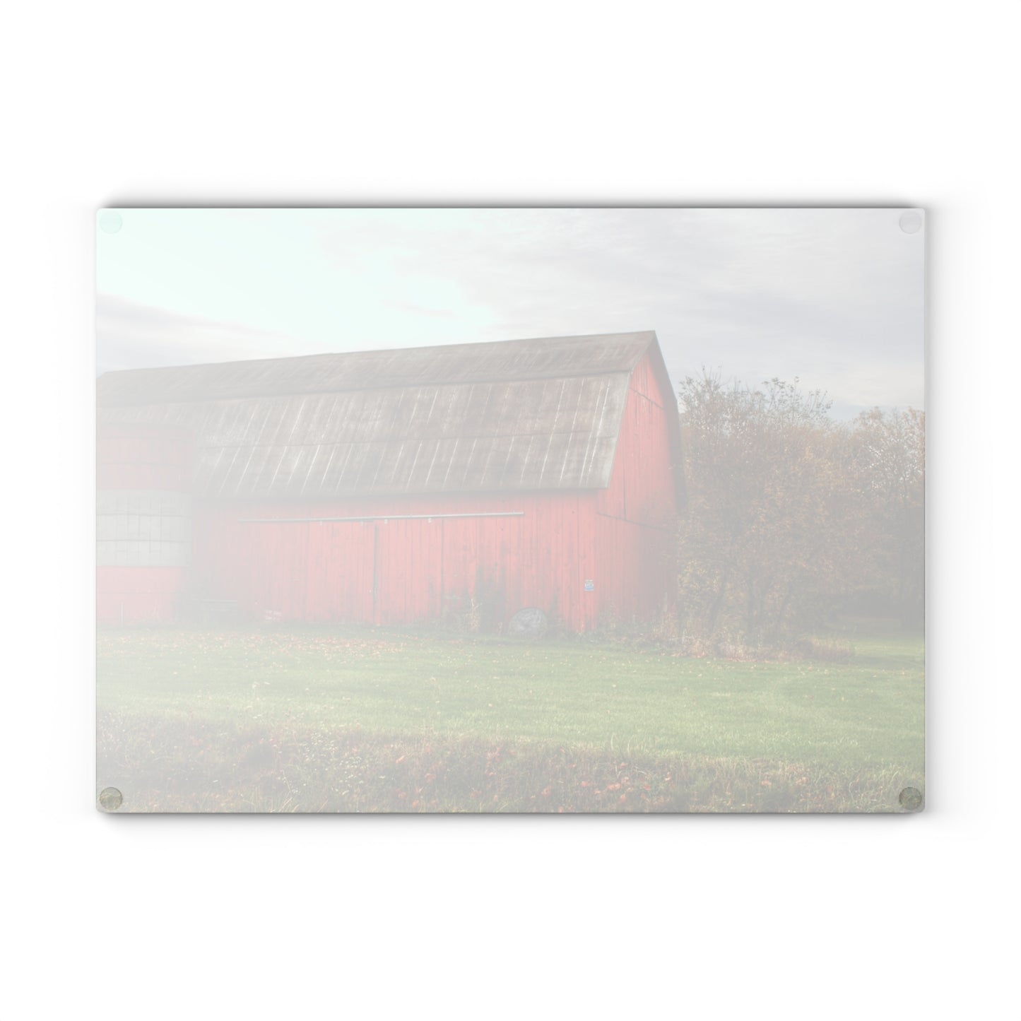 U R There Photography Oak Road Barber Barn I Rustic Farmhouse Tempered-Glass Cutting Board