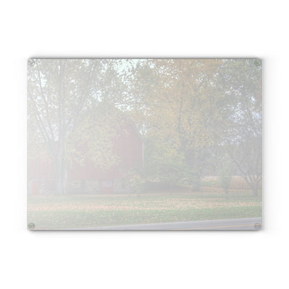 U R There Photography Mayville Lapeer Road Red in the Fall Rustic Farmhouse Tempered-Glass Cutting Board