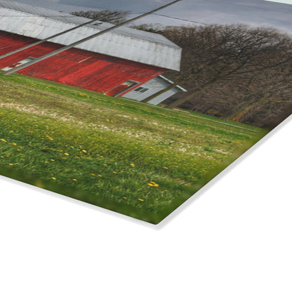 U R There Photography Coldwater Road Red I Rustic Farmhouse Tempered-Glass Cutting Board
