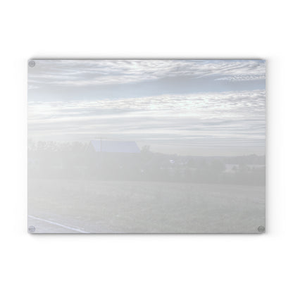 U R There Photography Burnside Road Grey Blues Rustic Farmhouse Tempered-Glass Cutting Board 8"x 11"