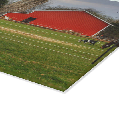 U R There Photography Fostoria Little Red Rustic Farmhouse Tempered-Glass Cutting Board