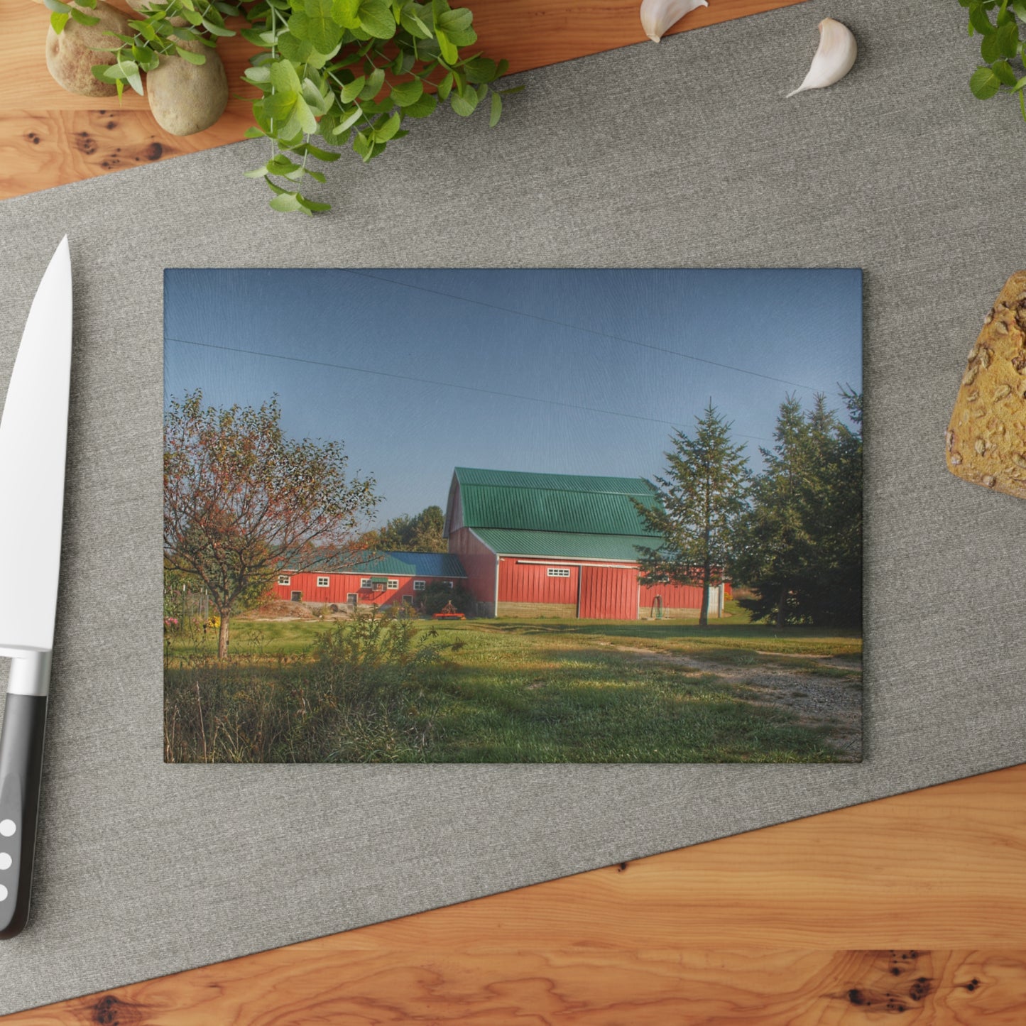 U R There Photography Modern Red II Rustic Farmhouse Tempered-Glass Cutting Board