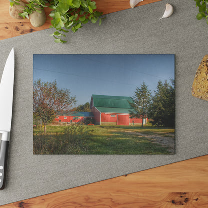 U R There Photography Modern Red II Rustic Farmhouse Tempered-Glass Cutting Board
