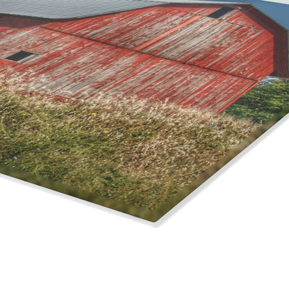 Barn Boutique Rustic Tempered-Glass Cutting Board| Columbiaville Red in Summer I