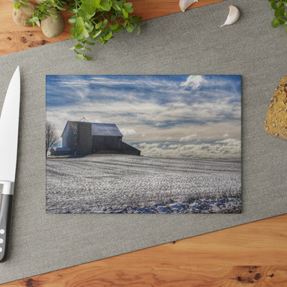 U R There Photography Early Spring Grey I Rustic Farmhouse Tempered-Glass Cutting Board