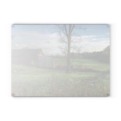 U R There Photography West Oregon Road Hidden Red III Rustic Farmhouse Tempered-Glass Cutting Board