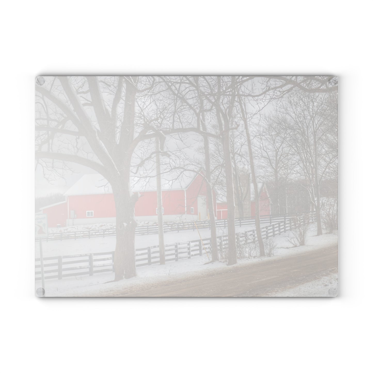 U R There Photography Barns of Barber Road I Rustic Farmhouse Tempered-Glass Cutting Board