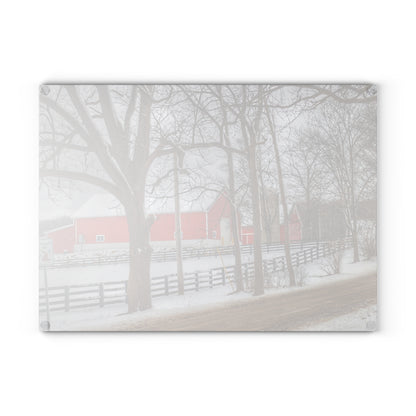 U R There Photography Barns of Barber Road I Rustic Farmhouse Tempered-Glass Cutting Board