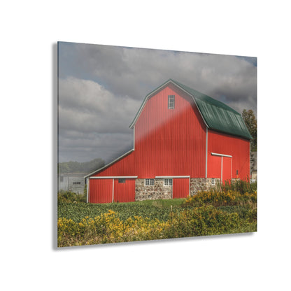 U R There Photography Valentine Road Fieldstone Red Rustic Farmhouse Acrylic Wall Print