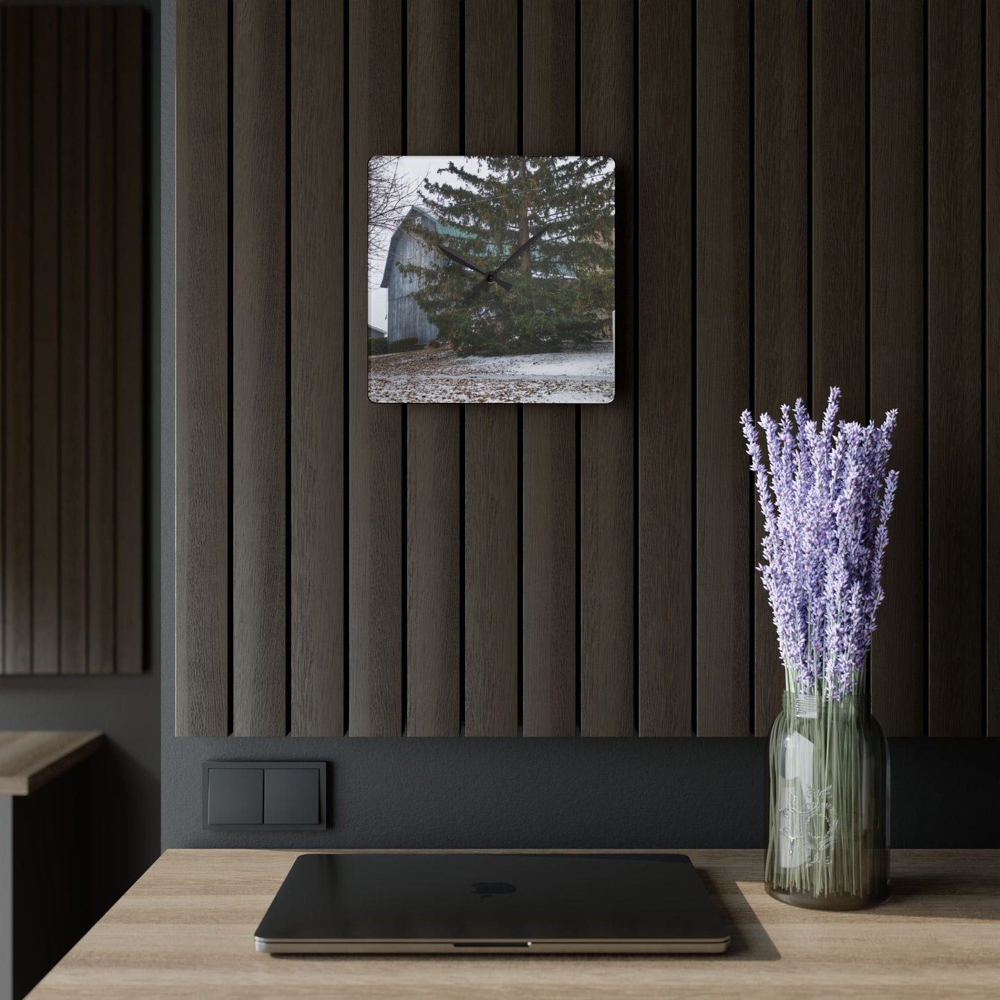 U R There Photography Hollow Corners Hidden Rustic Farmhouse Acrylic Analog Wall Clock