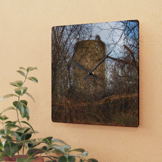U R There Photography Hidden Silo of Fostoria Rustic Farmhouse Acrylic Analog Wall Clock