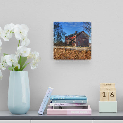 U R There Photography M-24 Barn at the Bend I Rustic Farmhouse Acrylic Analog Wall Clock