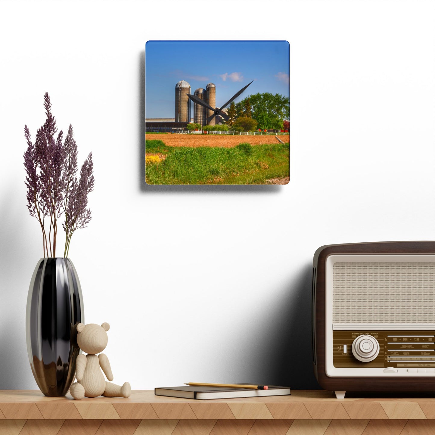 U R There Photography Leslie Road Hidden Rustic Farmhouse Acrylic Analog Wall Clock