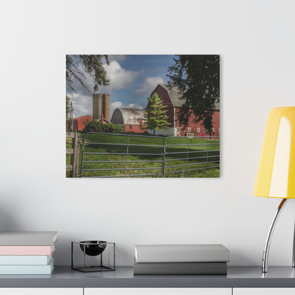 U R There Photography Hough Road Reds and Silo I Rustic Farmhouse Acrylic Wall Print