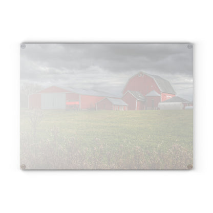 U R There Photography Castle Road Reds Rustic Farmhouse Tempered-Glass Cutting Board
